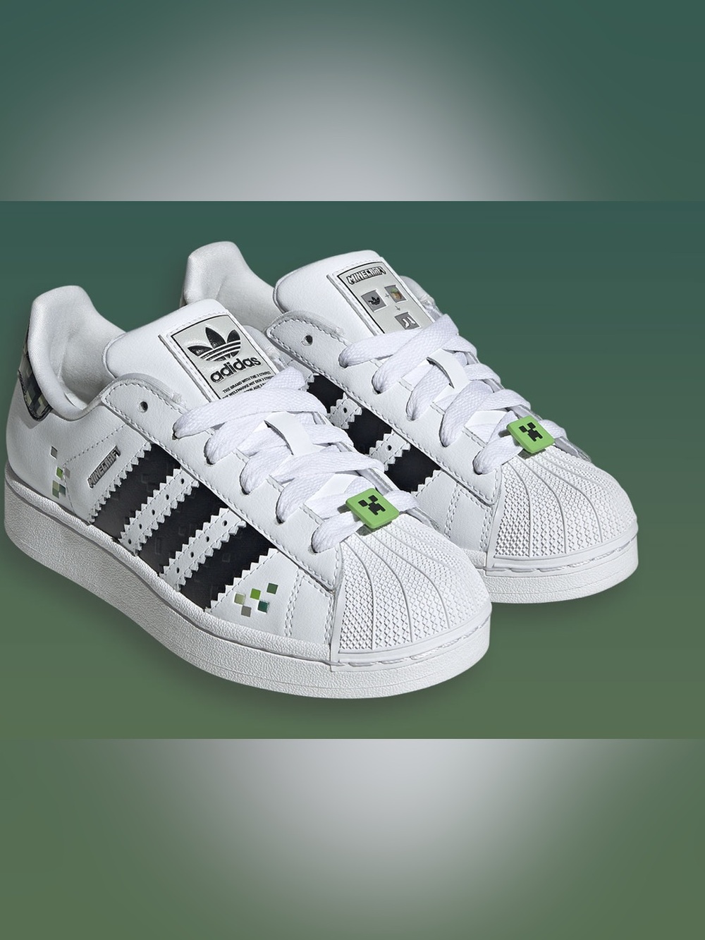 Minecraft Creeper Adidas Superstars | Big Kids size 3.5